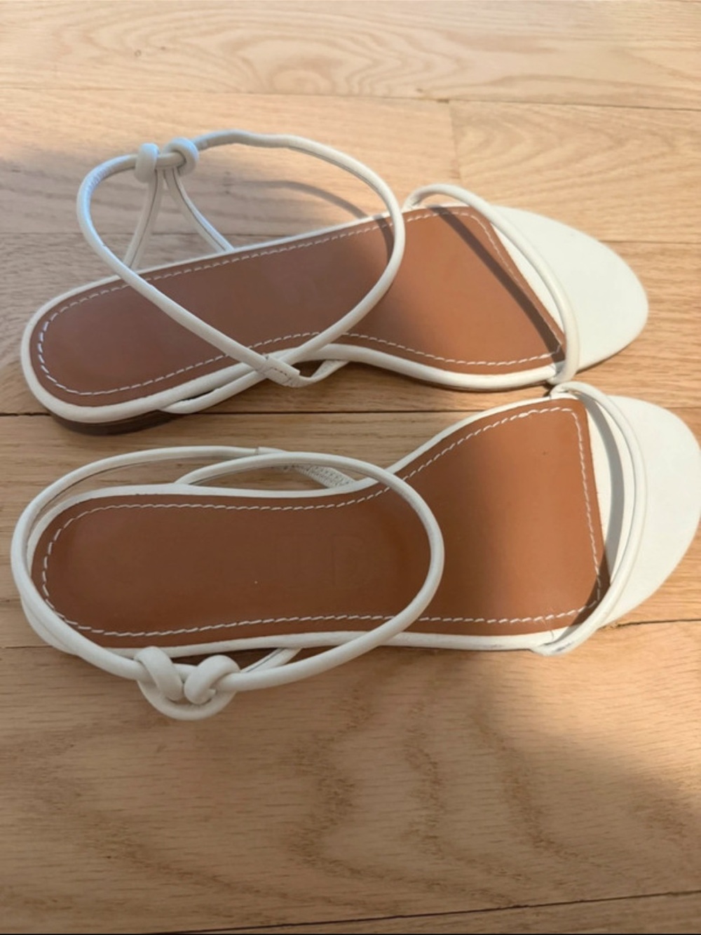 Never Worn STAUD White Knotted Strappy Leather Sandals